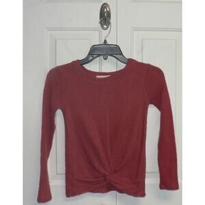 Walking on Sunshine Girls Long Sleeve Thermal Twist Front Top in New Rust XS $19